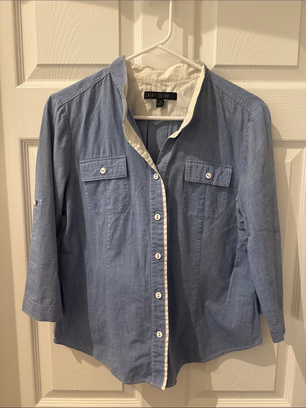 Lafayette 148 Light Chambray Button-Down Shirt